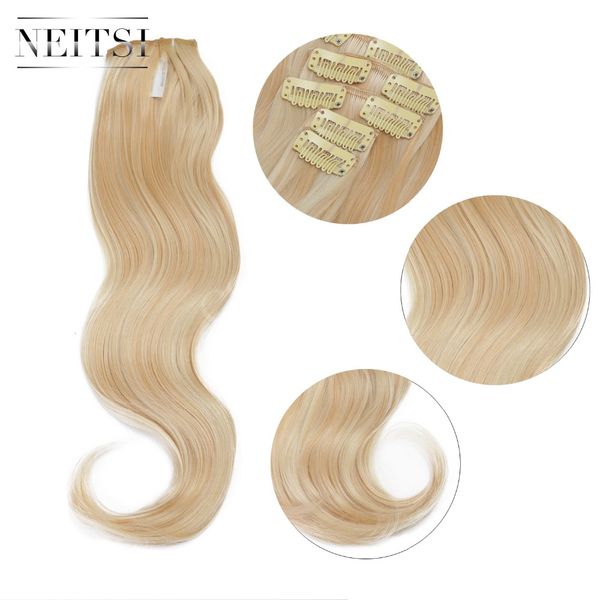 neitsi 22'' 7pcs/set curly clip in synthetic hair extensions p27-613#, Brown