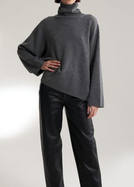 grey black knit melange turtleneck long sleeved large wool sweaters uneven hem oversized jersey 2019 fall winter, White;black
grey black knit melange turtleneck long sleeved large wool sweaters uneven hem oversized jersey 2019 fall winter, White;black