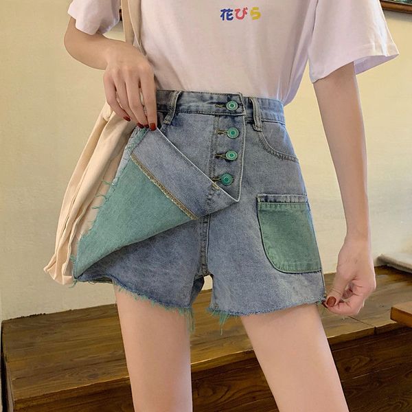 2020 new summer women chic hit color washed embroidery denim shorts lady vintage multiple buttons plus size 5xl jeans shorts t96, Blue
2020 new summer women chic hit color washed embroidery denim shorts lady vintage multiple buttons plus size 5xl jeans shorts t96, Blue