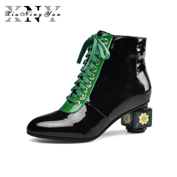 xiuningyan genuine leather women's boots zipper ladies ankle boots t-tied brand fashion party wedding shoes woman footwear 2020, Black
xiuningyan genuine leather women's boots zipper ladies ankle boots t-tied brand fashion party wedding shoes woman footwear 2020, Black
