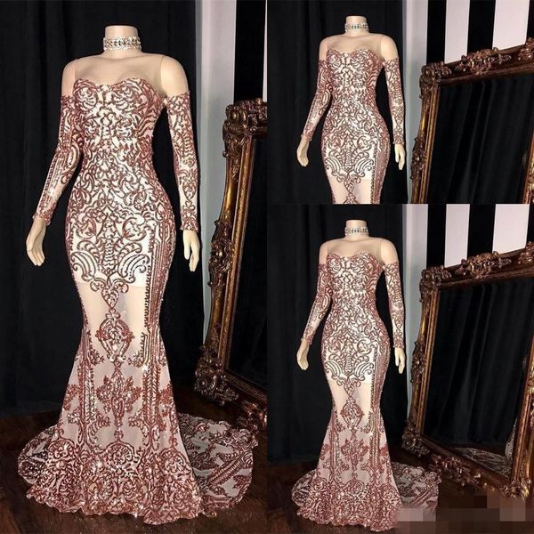 2020 modest rose gold sequins evening dresses two piece long sleeves sweetheart neckline mermaid custom made prom party gown formal wear, Black;red
2020 modest rose gold sequins evening dresses two piece long sleeves sweetheart neckline mermaid custom made prom party gown formal wear, Black;red