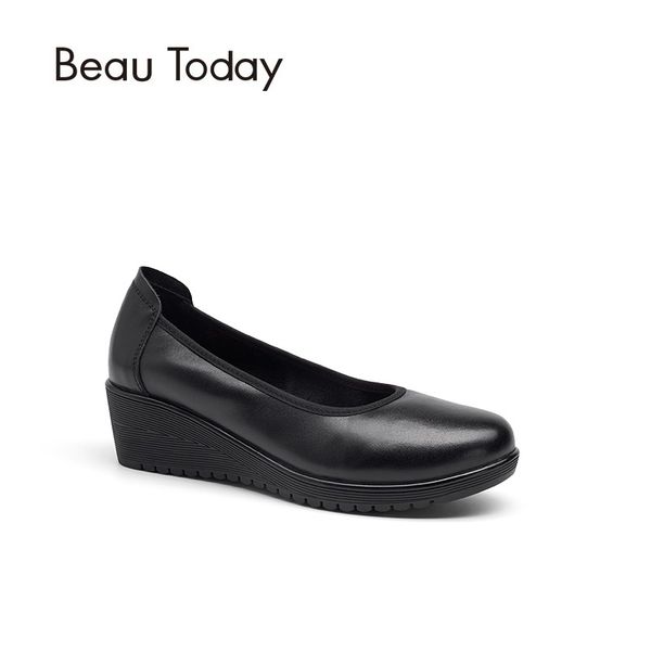 beautoday women pumps genuine leather work shoes nappa cow leather round toe high heel wedges office ladies pump 15011, Black
beautoday women pumps genuine leather work shoes nappa cow leather round toe high heel wedges office ladies pump 15011, Black