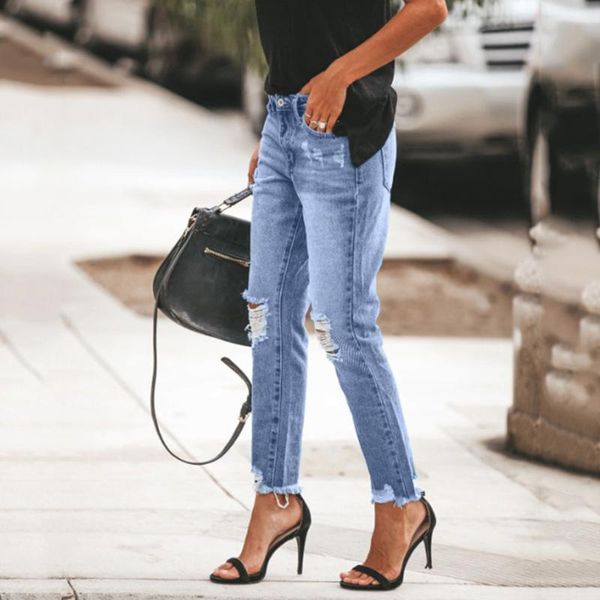 women sweatpants fashion summer jeans casual ripped high waist jeans slim fit female hole broken spodnie damskie #j4s, Blue
women sweatpants fashion summer jeans casual ripped high waist jeans slim fit female hole broken spodnie damskie #j4s, Blue