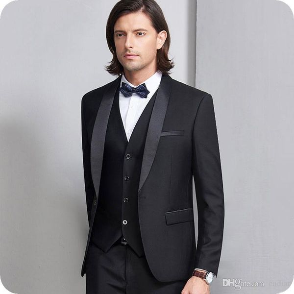 black groom tuxedos mens wedding suits navy blue groomsmen attires 3piece slim fit male blazer jacket trousers terno masculino prom party, Black;gray
black groom tuxedos mens wedding suits navy blue groomsmen attires 3piece slim fit male blazer jacket trousers terno masculino prom party, Black;gray
