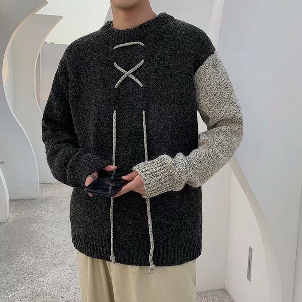 men's sweaters fashion spring autumn men clothes o-neck spliced sweater korean student handsome loose harajuku style knit thick warm pu, White;black
men's sweaters fashion spring autumn men clothes o-neck spliced sweater korean student handsome loose harajuku style knit thick warm pu, White;black