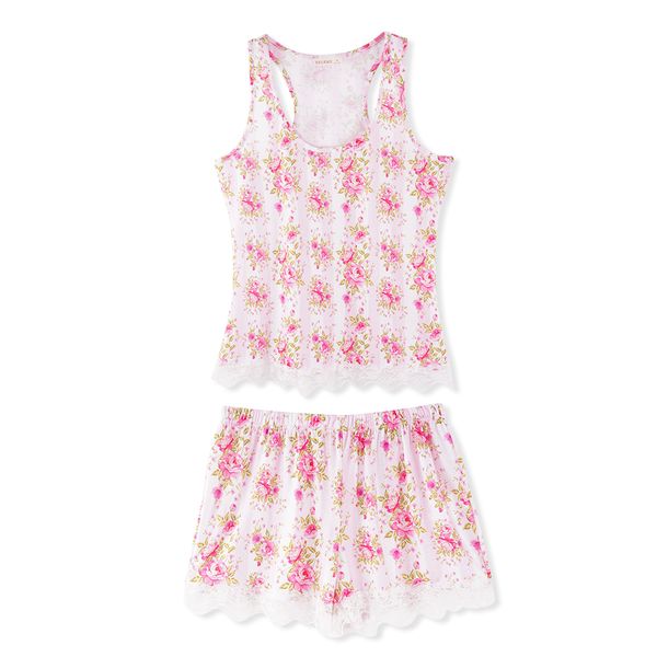 floral lace patchwork tank shorts 2pcs pajamas sets for women sleepwear sleeveless casual soft pajama woman suit clothes, Blue;gray
floral lace patchwork tank shorts 2pcs pajamas sets for women sleepwear sleeveless casual soft pajama woman suit clothes, Blue;gray