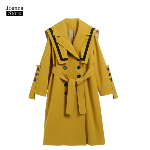 sailor collar trench coat for women long plus size yellow vintage office ladies coat spring autumn coats oversize womens clothes, Tan;black
sailor collar trench coat for women long plus size yellow vintage office ladies coat spring autumn coats oversize womens clothes, Tan;black