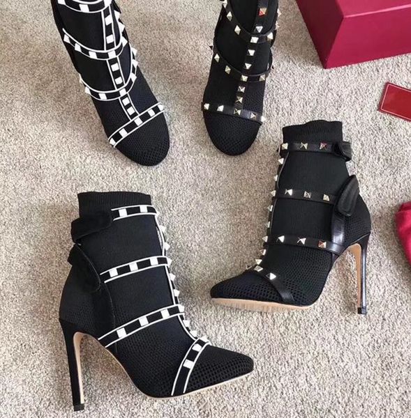 fashion designer studs sock boots luxury ladies work ankle boots with leather straps 105mm high heel shoes christmas gifts us 4-10, Black
fashion designer studs sock boots luxury ladies work ankle boots with leather straps 105mm high heel shoes christmas gifts us 4-10, Black