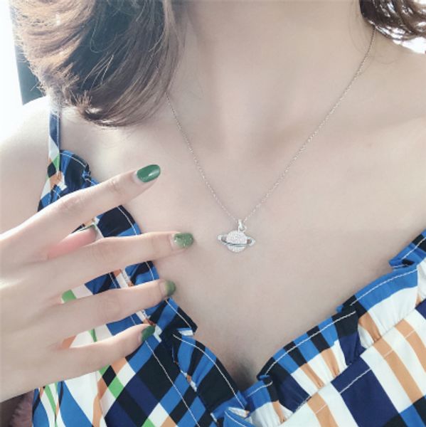 wholesale- yellow silver planet necklace