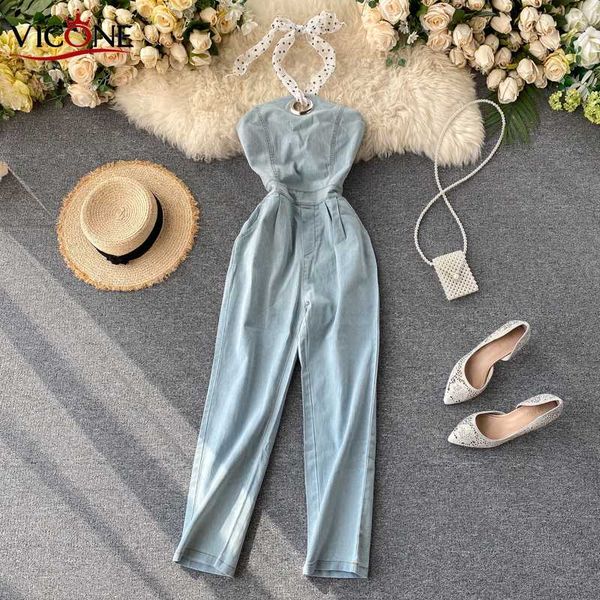 vicone light blue denim jumpsuit explicit legs bra waist thin pocket popular wild jumpsuits & rompers, Black;white
vicone light blue denim jumpsuit explicit legs bra waist thin pocket popular wild jumpsuits & rompers, Black;white