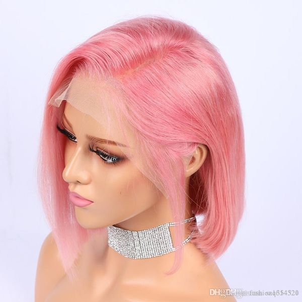 10in pink color short bob wig 13x6 lace front human hair wigs indian remy hair pre plucked hairline bleached knots, Black
10in pink color short bob wig 13x6 lace front human hair wigs indian remy hair pre plucked hairline bleached knots, Black