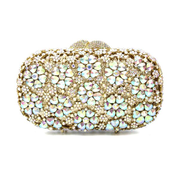 evening bags xiyuan fashion women's & hollow crystal flower clutch for ladies purse wedding bridal party shoulder bag
