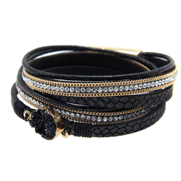 retro women multi layer rhinestone round charm faux leather rope bracelet bangle shipping, Black
retro women multi layer rhinestone round charm faux leather rope bracelet bangle shipping, Black