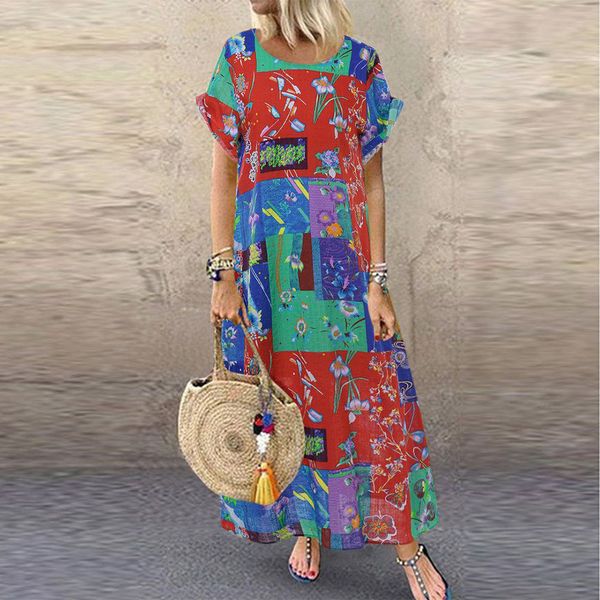 2019 new ladies dress casual loose printed round neck short sleeve ruffled bohemian plus size dress, Black;gray
2019 new ladies dress casual loose printed round neck short sleeve ruffled bohemian plus size dress, Black;gray