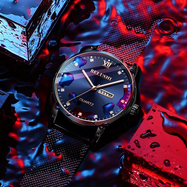 2019 new stylish belushi men's watch steel mesh waterproof wristwatch diamond quartz watches for men luminous famous man watch, Slivery;brown
2019 new stylish belushi men's watch steel mesh waterproof wristwatch diamond quartz watches for men luminous famous man watch, Slivery;brown