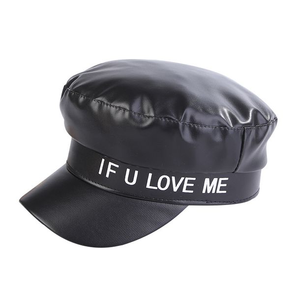 hat female beret british retro cap alphabet leather hat wild fashion navy, Blue;gray 
hat female beret british retro cap alphabet leather hat wild fashion navy, Blue;gray