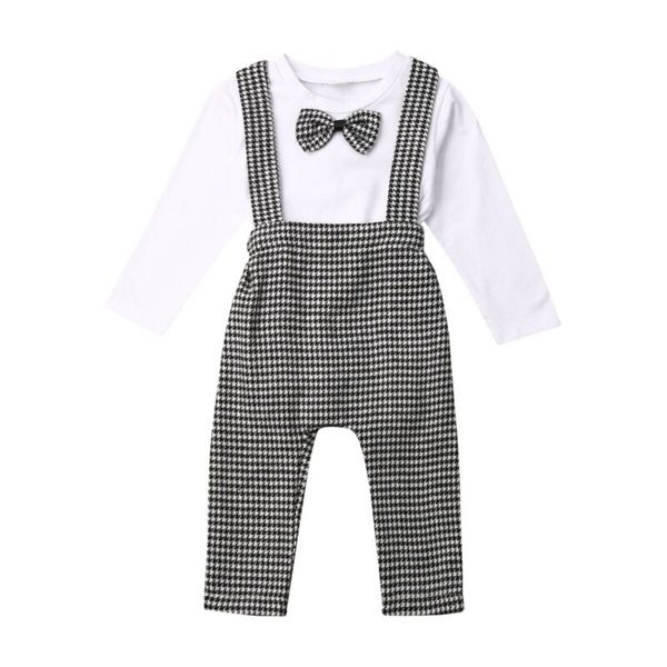 2pcs infant kids baby boy clothes tie romper +bib pants cotton outfits set, White
2pcs infant kids baby boy clothes tie romper +bib pants cotton outfits set, White