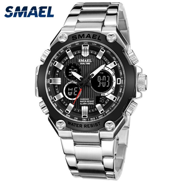 quartz watches movement smael watches waterproof digital clock relogio masculino 1363 quartz watch men stainless steel, Slivery;brown
quartz watches movement smael watches waterproof digital clock relogio masculino 1363 quartz watch men stainless steel, Slivery;brown