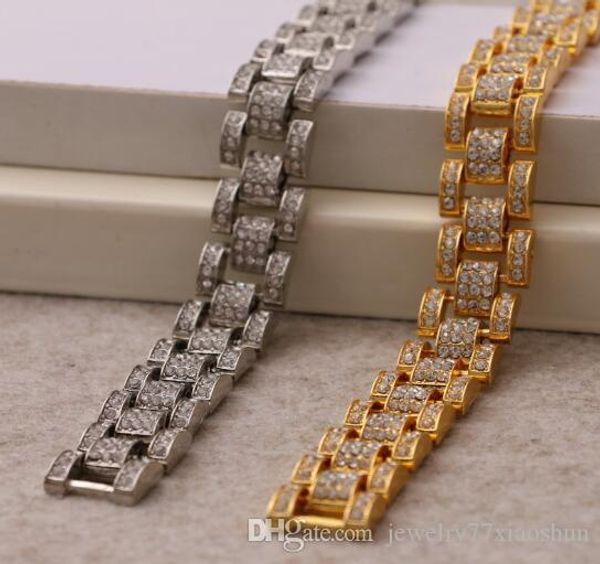 punk stainless steel bracelet for mens quality accessories ice out hip hop bracelets gold plating bangle crystal chains, Black
punk stainless steel bracelet for mens quality accessories ice out hip hop bracelets gold plating bangle crystal chains, Black