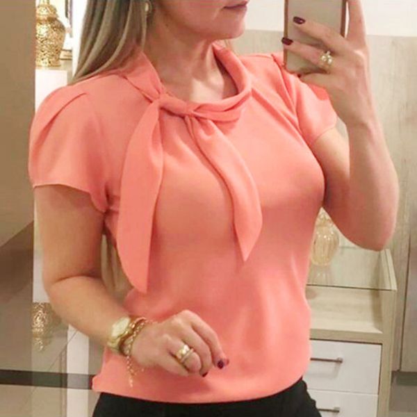 women womens blouses summer elegant fashion casual bow chiffon blouse office tee female womens short sleeve cap sleeve femininas, White
women womens blouses summer elegant fashion casual bow chiffon blouse office tee female womens short sleeve cap sleeve femininas, White