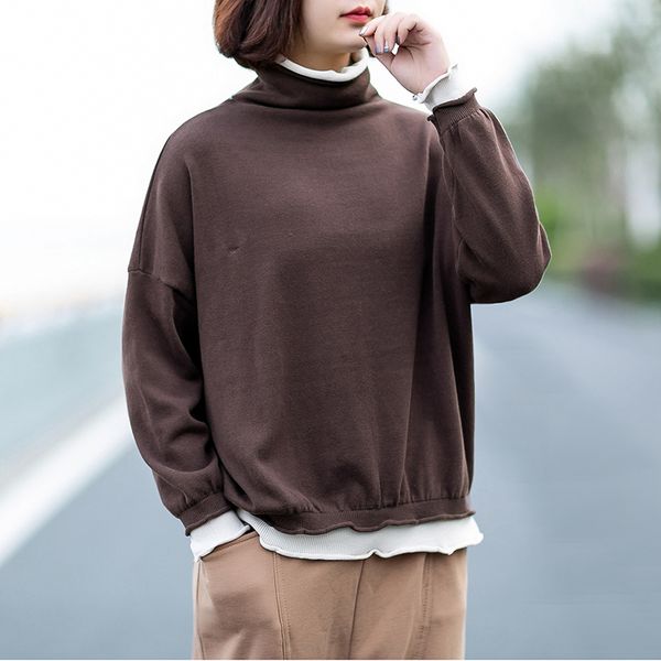 women's sweaters johnature 2021 autumn winter casual fake two pieces turtleneck knitted sweater women simple long sleeve pullover, White;black
women's sweaters johnature 2021 autumn winter casual fake two pieces turtleneck knitted sweater women simple long sleeve pullover, White;black
