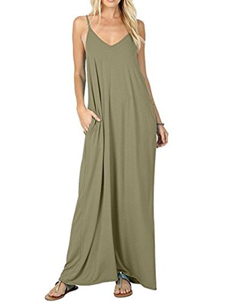 kosmoo women's summer casual plain flowy loose beach cami maxi dress with pockets, Black;gray
kosmoo women's summer casual plain flowy loose beach cami maxi dress with pockets, Black;gray