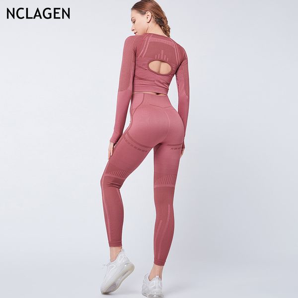 nclagen yoga suit long sleeve high waist training women two-piece set back design hollow out gym sport workout stretchy running
nclagen yoga suit long sleeve high waist training women two-piece set back design hollow out gym sport workout stretchy running