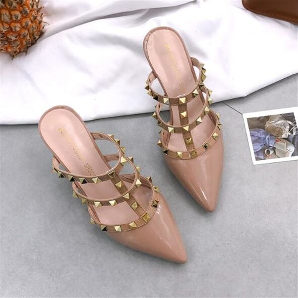 women summer high heels mules slippers ladies pointed to rivets outside shoes woman fashion sandals zapatos mujer, Black
women summer high heels mules slippers ladies pointed to rivets outside shoes woman fashion sandals zapatos mujer, Black