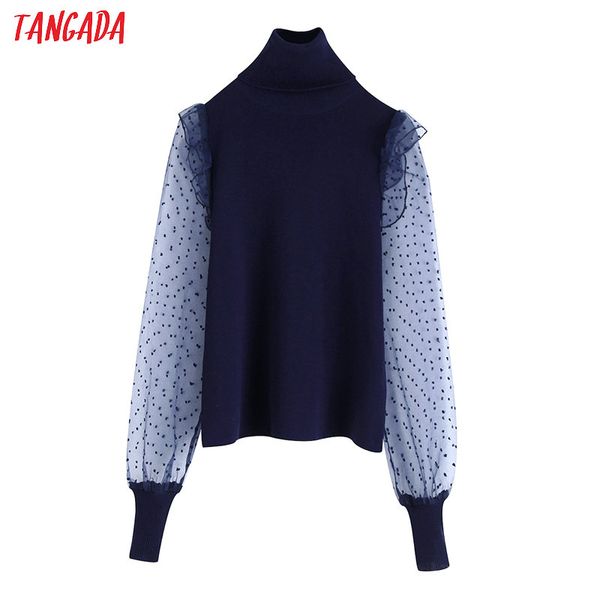 tangada women turtleneck sweater dots mesh patchwork long sleeve vintage ladies sweet knitted jumper be178, White
tangada women turtleneck sweater dots mesh patchwork long sleeve vintage ladies sweet knitted jumper be178, White
