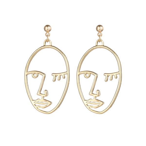 european and american earrings personality fun metal hollow face shape stereo contour earrings female accessories, Silver
european and american earrings personality fun metal hollow face shape stereo contour earrings female accessories, Silver