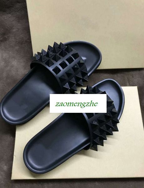 high-quality donna willow nail slippers designer luxury red bottoms shoes men rivet spikes flat slippers, Black
high-quality donna willow nail slippers designer luxury red bottoms shoes men rivet spikes flat slippers, Black