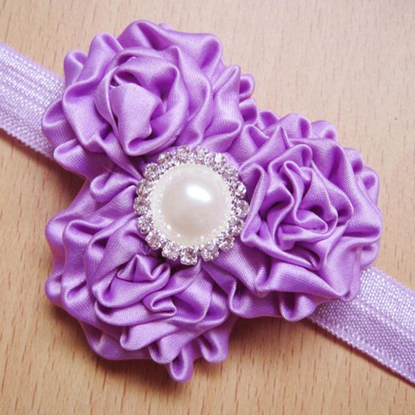 new infant rose flower children headbands girl headwear kids baby pgraphy props newborn hair accessories, Slivery;white