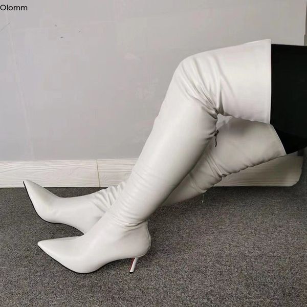 rontic handmade women thigh high boots stiletto .5cm heels boots pointed toe elegant white shoes women plus us size 5-15, Black
rontic handmade women thigh high boots stiletto .5cm heels boots pointed toe elegant white shoes women plus us size 5-15, Black