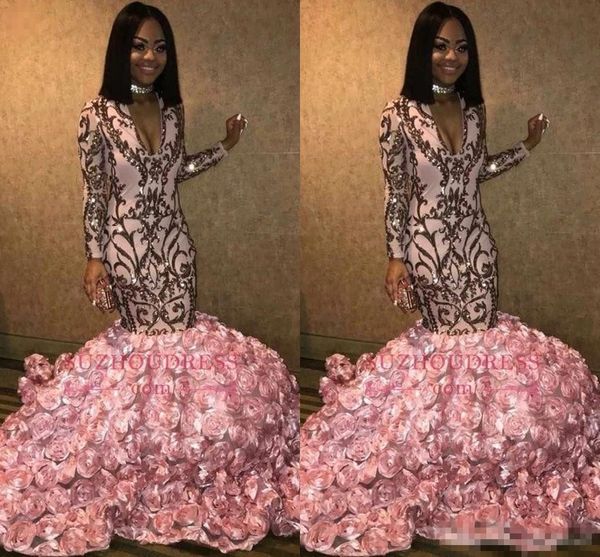 new pink lace mermaid long prom dresses 2019 long sleeves v neck 3d floral floor length evening party gowns bc1363, Black
new pink lace mermaid long prom dresses 2019 long sleeves v neck 3d floral floor length evening party gowns bc1363, Black