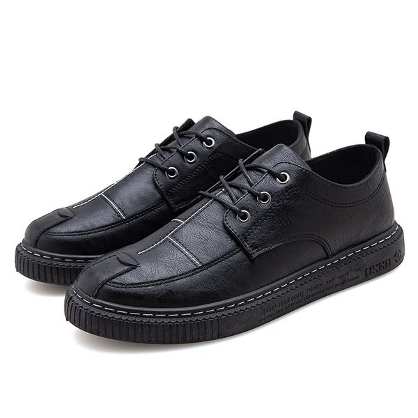 2019 fashion men casual shoes new spring men flats lace up leather oxfords leather shoes zapatillas hombre %m772, Black