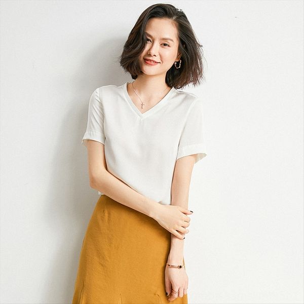 silk short-sleeved t- female white v-neck mulberry silk summer loose t-shirt jacket short jacket short size with base shirt
silk short-sleeved t- female white v-neck mulberry silk summer loose t-shirt jacket short jacket short size with base shirt