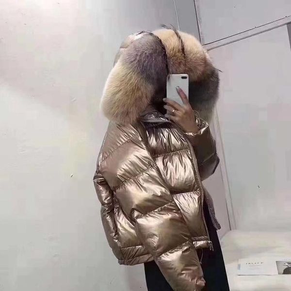 winter glossy fabric golden silver big real fur collar hooded down coat female two face wear hooded warm down parkas wq631, Black
winter glossy fabric golden silver big real fur collar hooded down coat female two face wear hooded warm down parkas wq631, Black