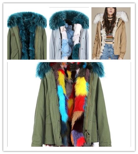short style women snow coats outdoor jackets jazzevar green fur trim multicolour fox fur liner army green canvas mini parka with ykk zipper, Black
short style women snow coats outdoor jackets jazzevar green fur trim multicolour fox fur liner army green canvas mini parka with ykk zipper, Black