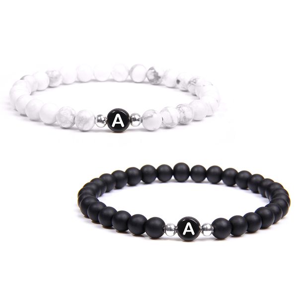 beaded, strands white turquoises natural frosted stone black 26 letters bead name bracelet women men couple bracelets friend fashion jewelry
beaded, strands white turquoises natural frosted stone black 26 letters bead name bracelet women men couple bracelets friend fashion jewelry