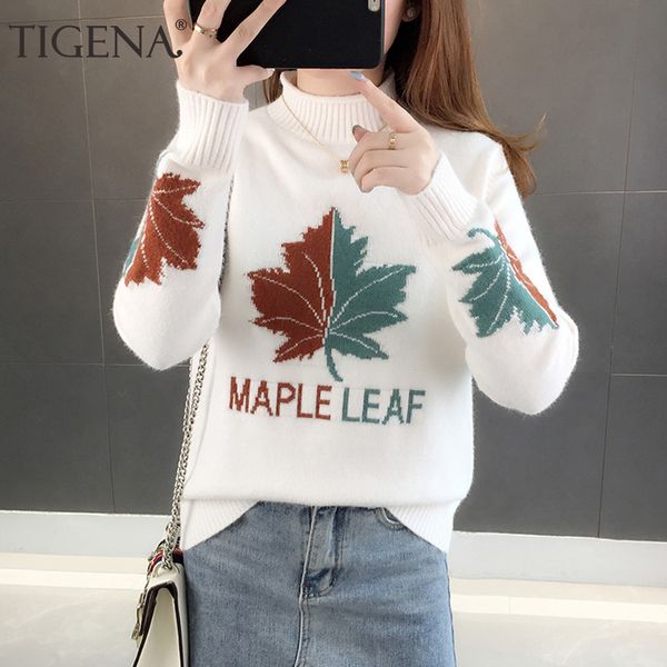 tigena knitted pullover sweater women turtleneck 2019 winter beautiful leaves pattern sweater female korean jumper women, White;black
tigena knitted pullover sweater women turtleneck 2019 winter beautiful leaves pattern sweater female korean jumper women, White;black