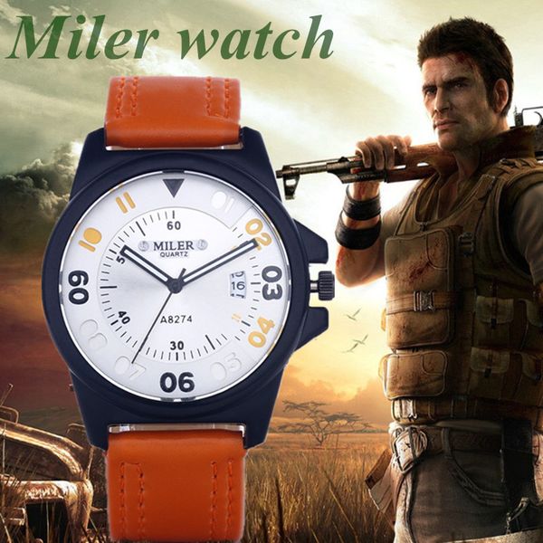 2019men's watch miler leather sports watches out door watch fashion quartz with calendat wristwatch round dial relogs, Slivery;brown
2019men's watch miler leather sports watches out door watch fashion quartz with calendat wristwatch round dial relogs, Slivery;brown