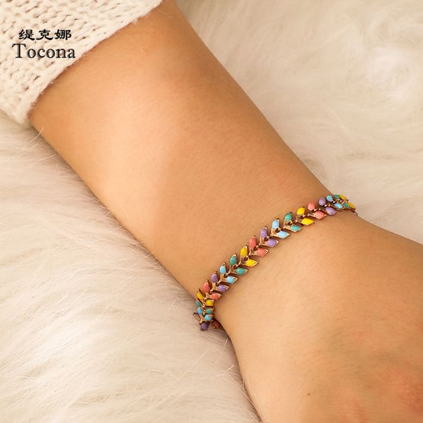 tocona charms 1pcs/sets bohemian colorful chain gold bracelets for women summer leaves jewelry for women accessories c05104, Black
tocona charms 1pcs/sets bohemian colorful chain gold bracelets for women summer leaves jewelry for women accessories c05104, Black