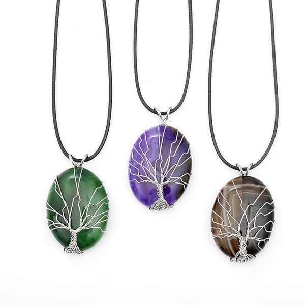 natural stone tree of life oval crystal necklaces fashion jewelry women agates pendant statement long necklace women, Silver
natural stone tree of life oval crystal necklaces fashion jewelry women agates pendant statement long necklace women, Silver