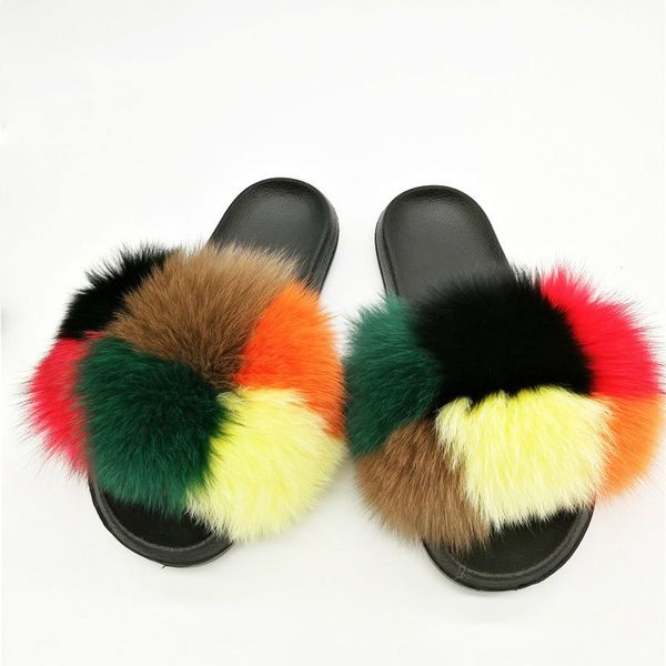 women real fox fur slippers furry summer beach slippers fashion sandals flip flop slides flats female outdoor shoes fluffy shoes, Black
women real fox fur slippers furry summer beach slippers fashion sandals flip flop slides flats female outdoor shoes fluffy shoes, Black