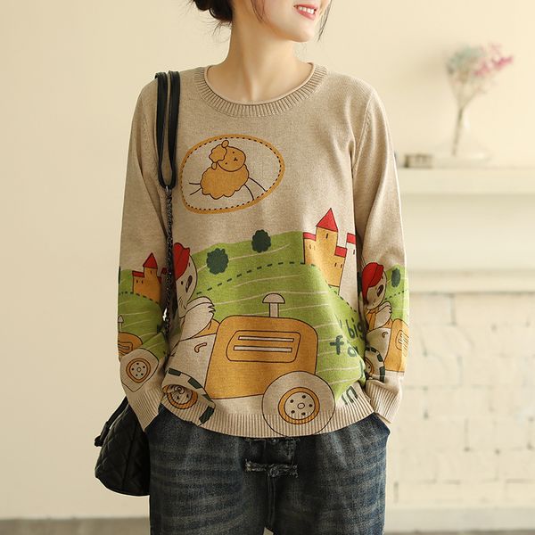2020 spring sweater sweater loose casual retro new o-neck print character female all-match, White;black
2020 spring sweater sweater loose casual retro new o-neck print character female all-match, White;black