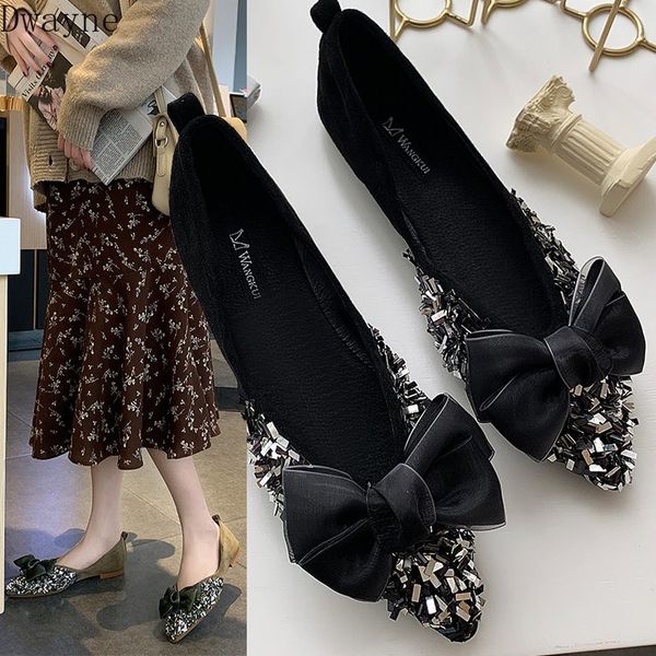 2019 fall new korean wild butterfly-knot pointed single shoes flat shallow mouth sequin women's shoes sweet elegant casual, Black
2019 fall new korean wild butterfly-knot pointed single shoes flat shallow mouth sequin women's shoes sweet elegant casual, Black