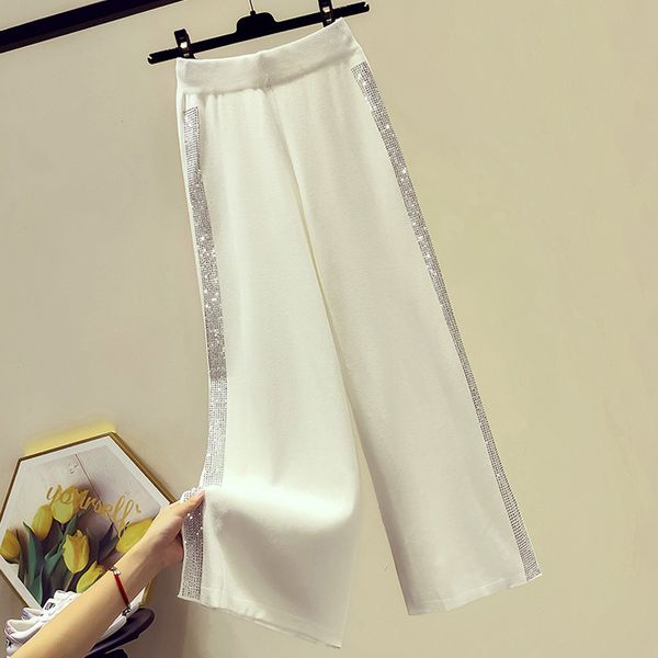 women's pants & capris drape knitted wide leg female 2021 spring casual loose-fit heavy industry drilling high-waist, Black;white
women's pants & capris drape knitted wide leg female 2021 spring casual loose-fit heavy industry drilling high-waist, Black;white