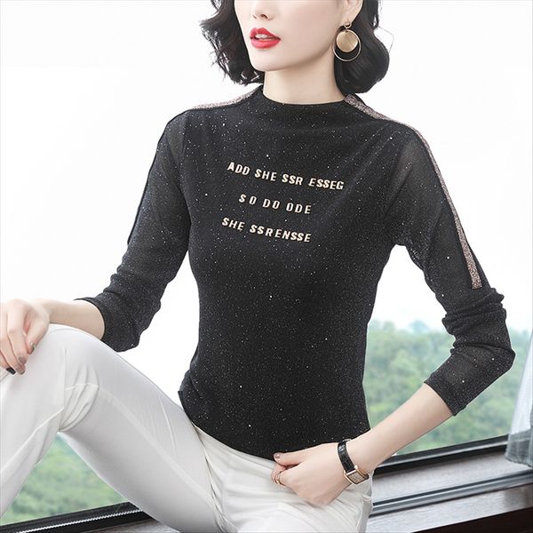 half-high collar base t- women's long sleeve autumn black western style slim middle collar thin t-shirt small shirt bag hair top, White
half-high collar base t- women's long sleeve autumn black western style slim middle collar thin t-shirt small shirt bag hair top, White