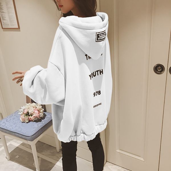 2020 women's sweatshirt loose large size zipper letter print thickening plus size, Black
2020 women's sweatshirt loose large size zipper letter print thickening plus size, Black
