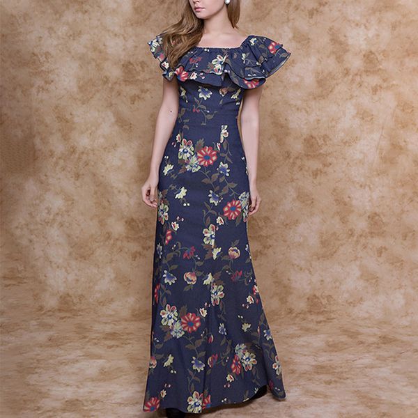 2020 women's dress floral lotus leaf square collar slim dress, Black;gray
2020 women's dress floral lotus leaf square collar slim dress, Black;gray